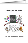 Cats in school - Thank you for kindergarten teacher from student card