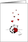 Cat loves yarn - Happy Birthday on Valentine’s Day General card