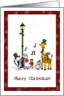 Christmas animals carolling - Merry Christmas to friend and family! card