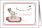 Thank you for being Bridesmaid Step Sister - Cute cat in dress card