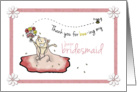 Thank you for being junior bridesmaid niece - Cute cat in dress card