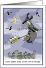 Happy Halloween on Birthday - Cat’s Flying Lesson card