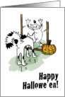 Happy Halloween for Grandchildren - Cat scared of reflection in mirror card