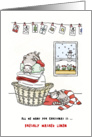 Merry Christmas General - Cats sleep on freshly washed linen card