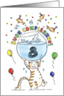 Happy Birthday to Eight Year Old (Italian)- Cute cat holding fish bowl card