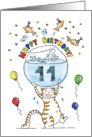 Happy Birthday to Eleven Year Old - Cat holding fish bowl card