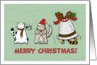 Merry Christmas for Mentor & Family - Cute cats play music with bells card