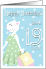 Happy Birthday 19 Year Old - Girl cat goes shopping card
