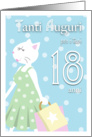 Happy Birthday 18 Year Old (Italian) - Girl cat goes shopping card