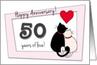 Happy 50th Anniversary General - Two cats in love card