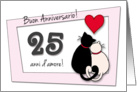 Happy 25th Anniversary (Italian) - Two cats in love card
