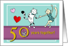 Happy 50th Wedding Anniversary - Two cats dancing card