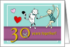 Happy 30th Wedding Anniversary - Two cats dancing card