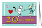 Happy 20th Wedding Anniversary - Two cats dancing card