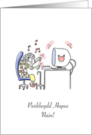 Penblywdd Hapus Nain! - Happy Birthday Grandma in Welsh with Cat card