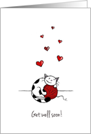 Get well soon - General card - Cute cat hugging yarn card