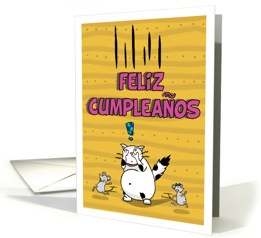 Feliz Cumpleanos Happy Birthday Card In Spanish Cat And Mice Card