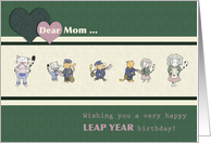 Happy Leap Year Birthday - For mom on February 29th - Cute cats card