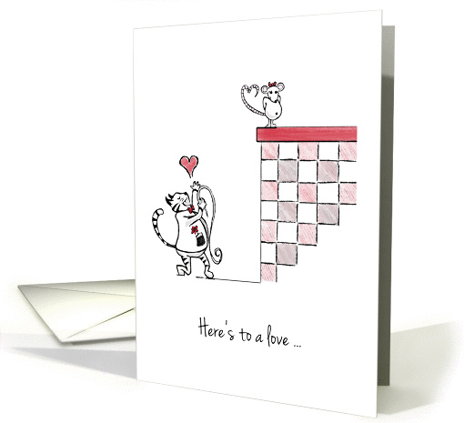 Happy Valentine's Day for partner, Cat sings to mouse card (1416190)