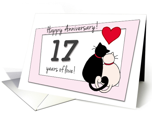 Happy 17th Wedding Anniversary Two Cats In Love Card 1417038