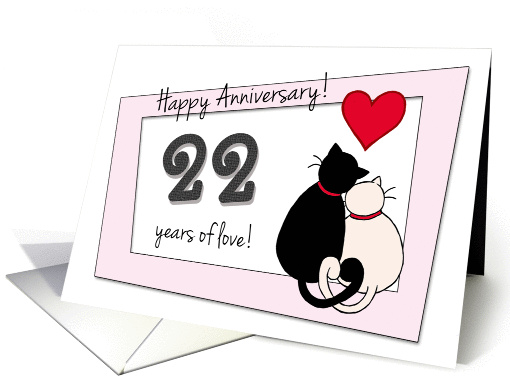 Happy 22nd Wedding Anniversary - Two cats in love card (1417050)