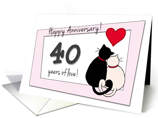 Happy 40th Wedding Anniversary - Two cats in love card (1418450)