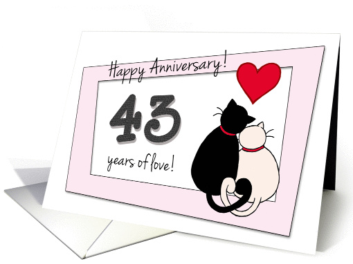 Happy 43rd Wedding Anniversary - Two cats in love card (1418456)