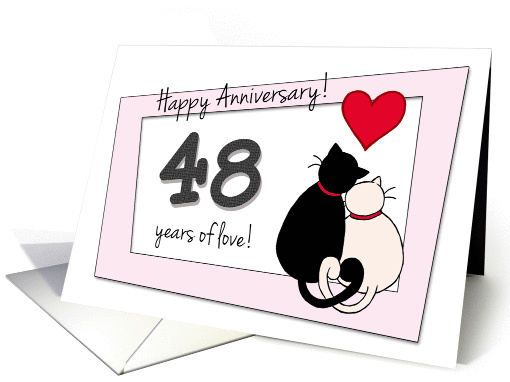 Happy 48th Wedding Anniversary - Two cats in love card (1418466)