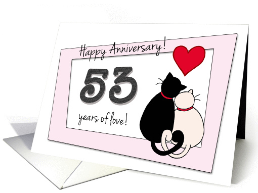 Happy 53rd Wedding Anniversary - Two cats in love card (1418474)