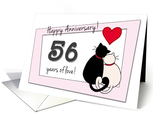 Happy 56th Wedding Anniversary - Two cats in love card (1418480)