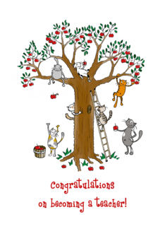 Congratulations on new job - Becoming a teacher - Cats in apple tree
