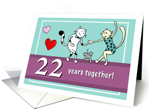 Happy 22nd Wedding Anniversary, Two cats dancing card (1422956)