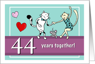 Happy 44th Wedding Anniversary, Two cats dancing card