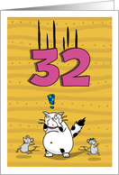 Happy 32nd Birthday, Not over the hill just yet, Cat and mice card