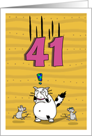 Happy 41st Birthday, Not over the hill just yet, Cat and mice card