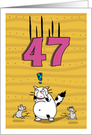 Happy 47th Birthday, Not over the hill just yet, Cat and mice card
