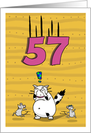 Happy 57th Birthday, Not over the hill just yet, Cat and mice card