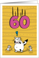 Happy 60th Birthday, Not over the hill just yet, Cat and mice card