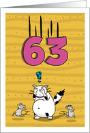 Happy 63rd Birthday, Not over the hill just yet, Cat and mice card