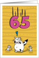 Happy 65th Birthday, Not over the hill just yet, Cat and mice card