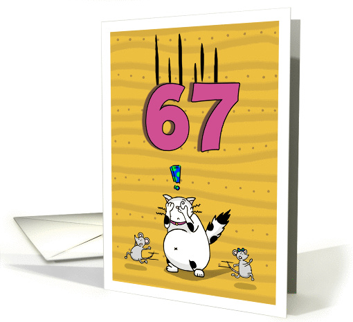 Happy 67th Birthday, Not over the hill just yet, Cat and mice card