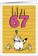 Happy 67th Birthday, Not over the hill just yet, Cat and mice card