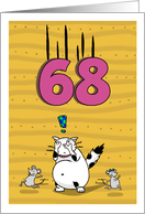 Happy 68th Birthday, Not over the hill just yet, Cat and mice card