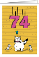 Happy 74th Birthday, Not over the hill just yet, Cat and mice card