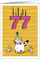 Happy 77th Birthday, Not over the hill just yet, Cat and mice card