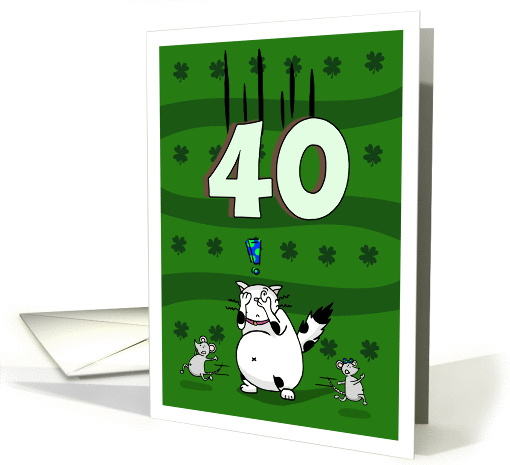 Happy 40th birthday on St. Patrick's Day, Cat and mice card (1423386)
