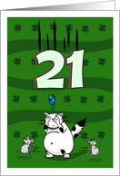 Happy 21st birthday on St. Patrick’s Day, Cat and mice card