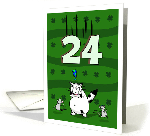 Happy 24th birthday on St. Patrick's Day, Cat and mice card (1423494)
