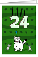 Happy 24th birthday on St. Patrick’s Day, Cat and mice card