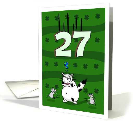 Happy 27th birthday on St. Patrick's Day, Cat and mice card (1423500)